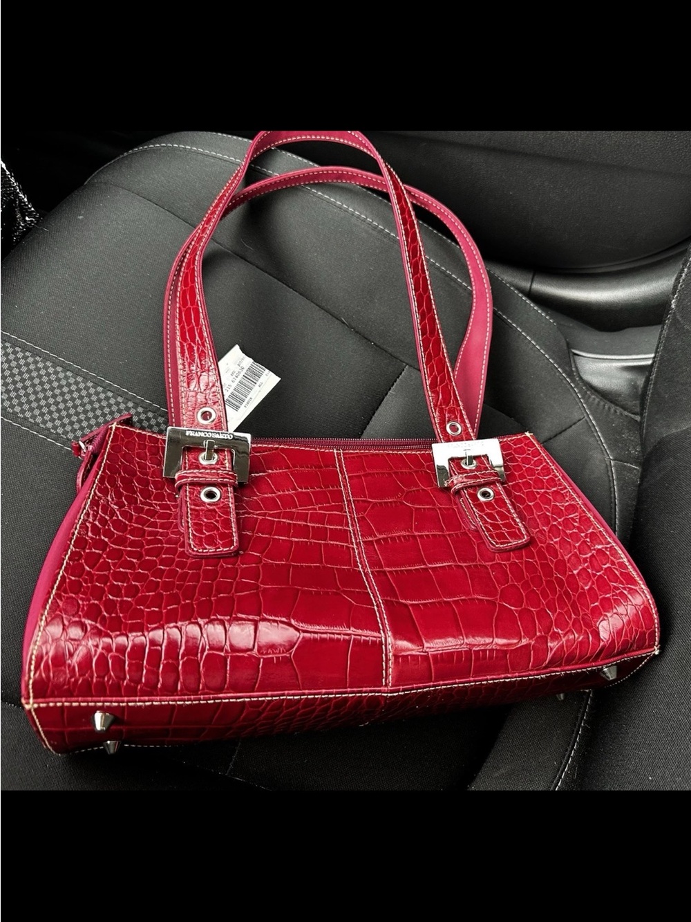 Franco Sarto Red Croc-Embossed Shoulder Bag, new with tags